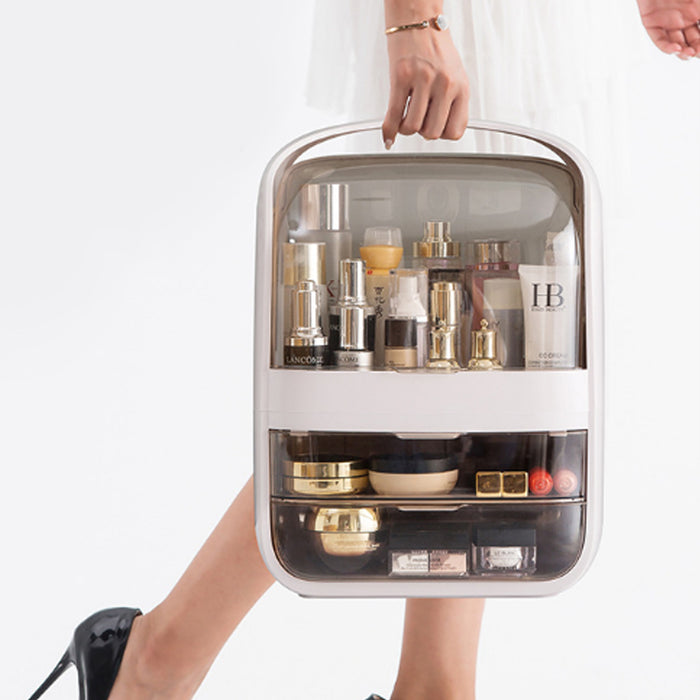 Portable Transparent Cosmetic Organizer Makeup Dust-proof Storage Box