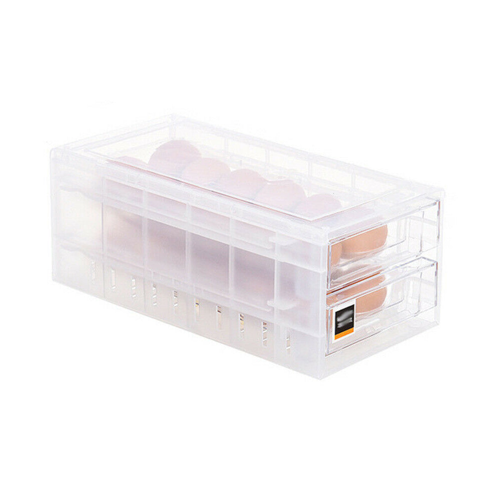 2 Tiers Double Layer 24 Grids Egg Storage Box Tray Kitchen Refrigerator Container