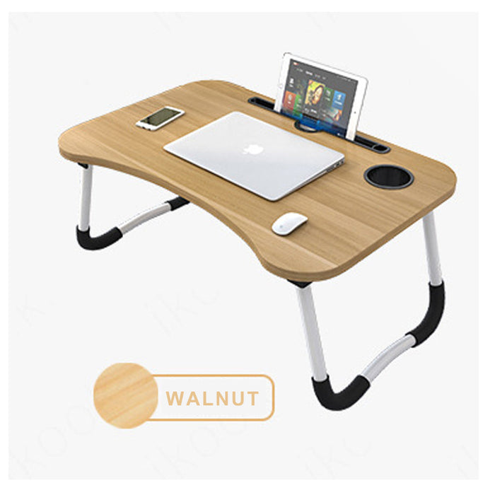 Foldable Desk Laptop Stand Table Bed Computer Study Adjustable Portable Cup Slot