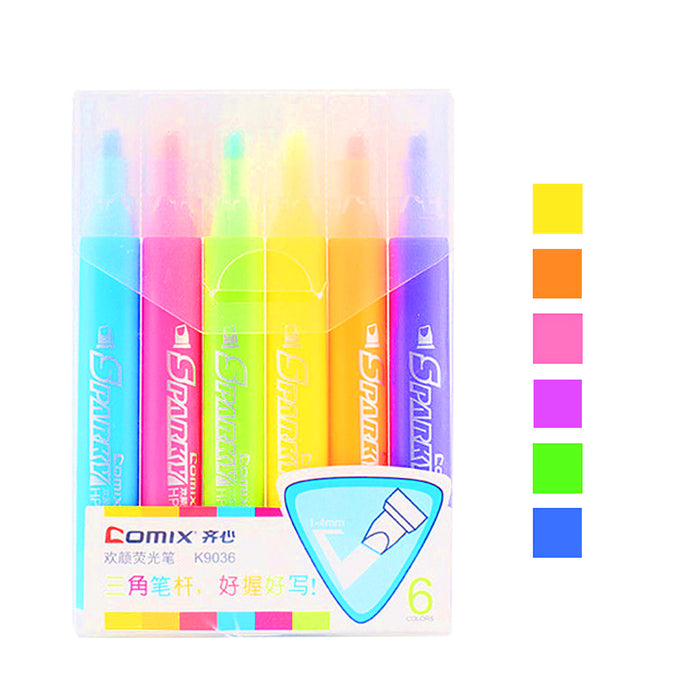 6 Colors Set Highlighters Fluorescent Marker Pens For Office School Stationery
