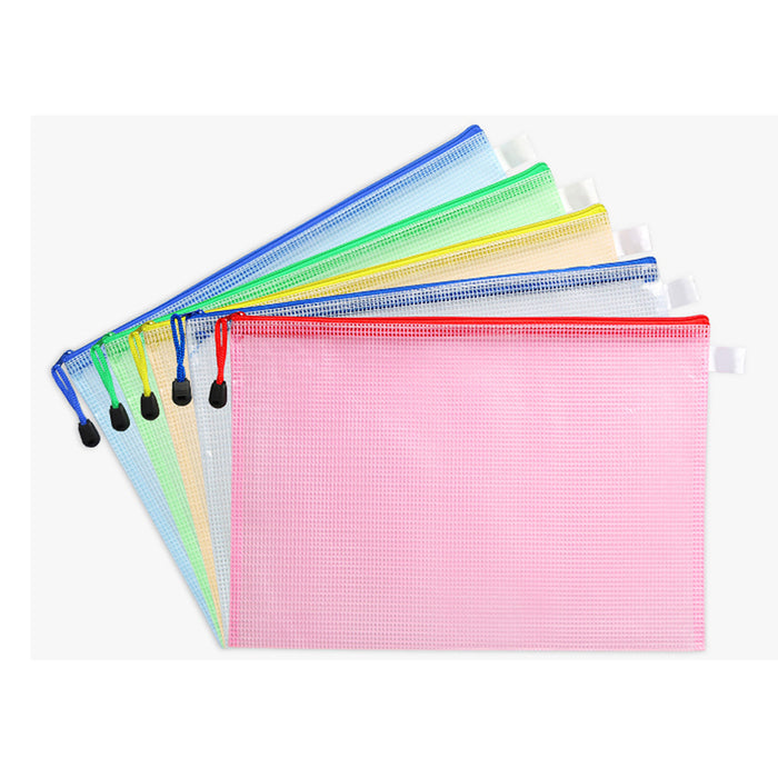 2x Mesh Zipper Pouch Document Bag Waterproof Letter Size A4 A5 Office Supplies Storage Bag