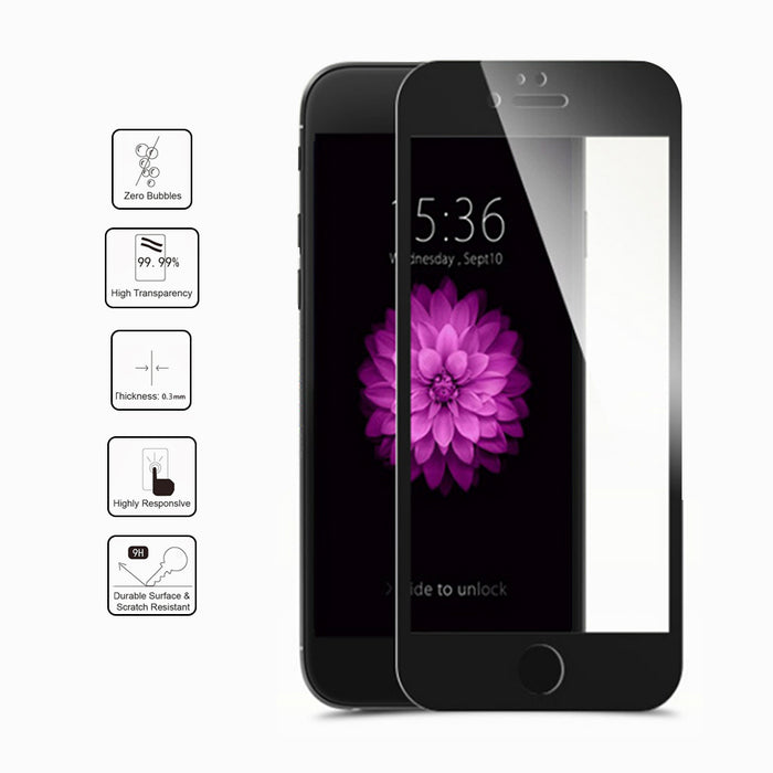 2x Full coverage Screen Protector Hard Edge 100% Tempered Glass for iPhone 6 7 8Plus