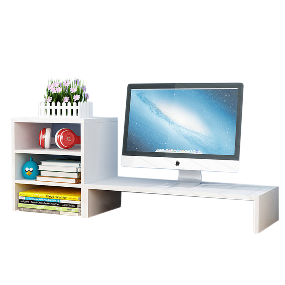 Wooden Desk Monitor Riser Stand With 3Tier Storage Shelves Desktop Bookshelf – detail 10