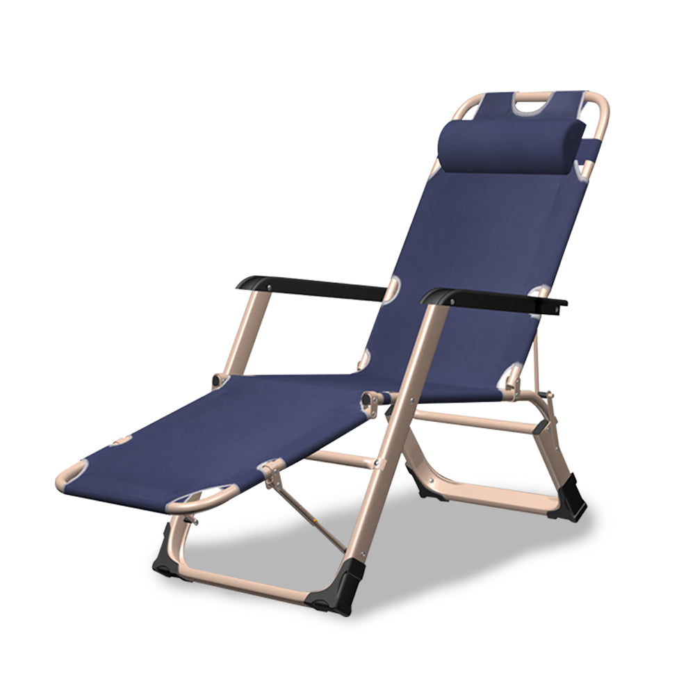 Reclining Folding Deck Lounge Sun Beach Chair for Outdoor Camping