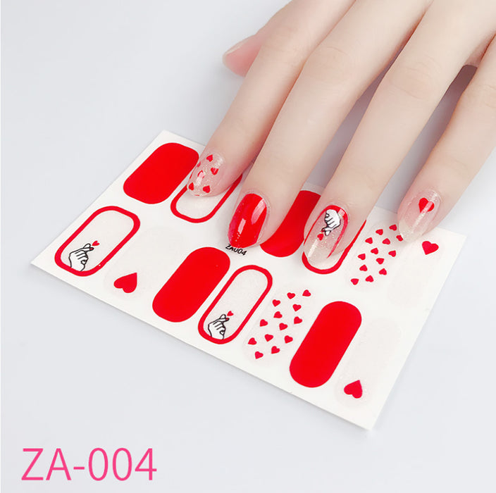 Nail Stickers Nail Wrap Self Adhesive Full Cover Nail Art 3D Sparkle 14pcs Set