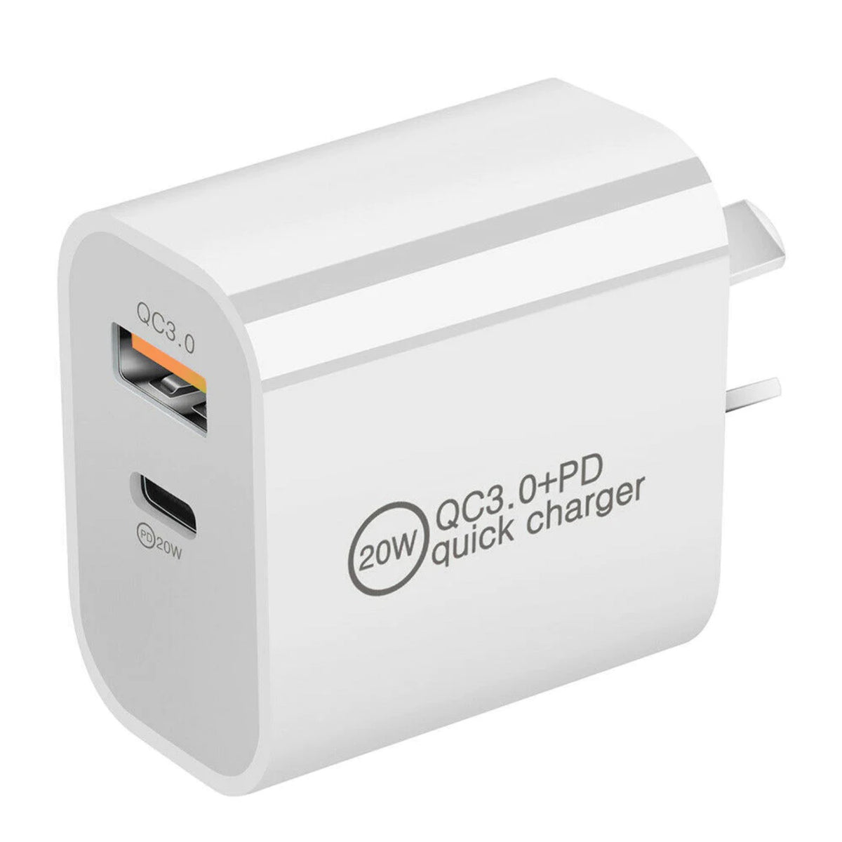 QC 3.0 20W PD Fast Charging Charger USB-C Wall Adapter 2 Port AU Approved