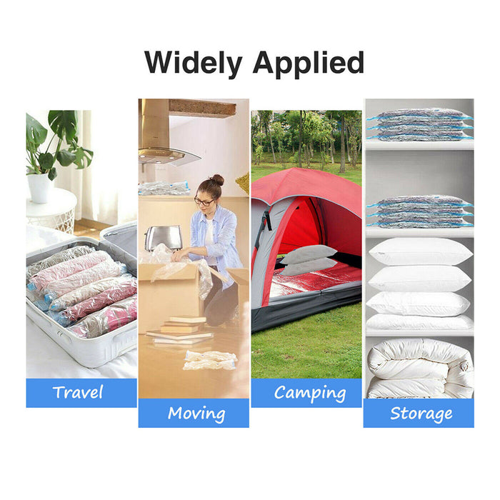 6 Pcs Set Vacuum Storage Bags Space Saver Seal Compressing Various Size with Air Pump