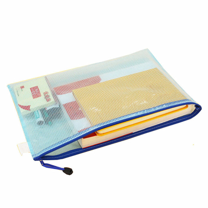 2x Mesh Zipper Pouch Document Bag Waterproof Letter Size A4 A5 Office Supplies Storage Bag