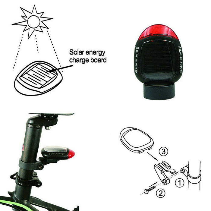 JR Joyreap Bicycle Solar Power Light Rechargeable Bike Lights Front and Back LED Light Lamp