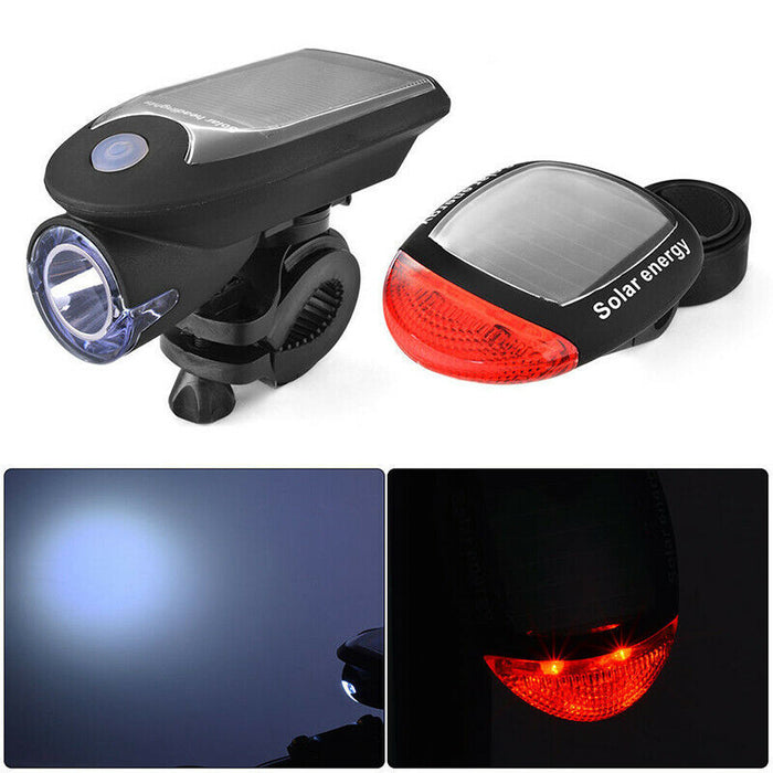 JR Joyreap Bicycle Solar Power Light Rechargeable Bike Lights Front and Back LED Light Lamp