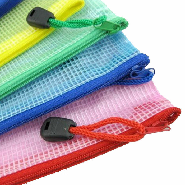 2x Mesh Zipper Pouch Document Bag Waterproof Letter Size A4 A5 Office Supplies Storage Bag